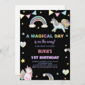 Rainbows Unicorn Invitations d'anniversaire (Devant / Derrière)
