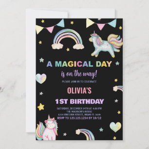 Rainbows Unicorn Invitations d'anniversaire