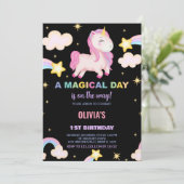 Rainbows Unicorn Invitations d'anniversaire (Debout devant)