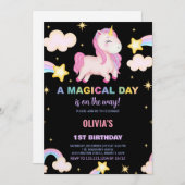 Rainbows Unicorn Invitations d'anniversaire (Devant / Derrière)