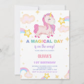 Rainbows Unicorn Invitations d'anniversaire (Devant)