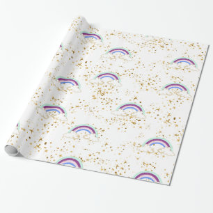 Rainbows, wolken en stangen cadeaupapier