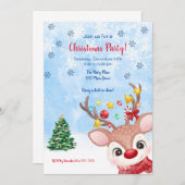Raindeer watercolor invitation de fête de Noël (Devant / Derrière)