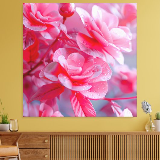 Raindrop Blush Pink Blossom Canvas Afdruk (Insitu (Woonkamer))