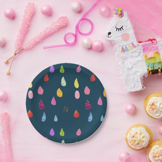 Raindrop boho kleurig creatief papieren bordje (Feest)