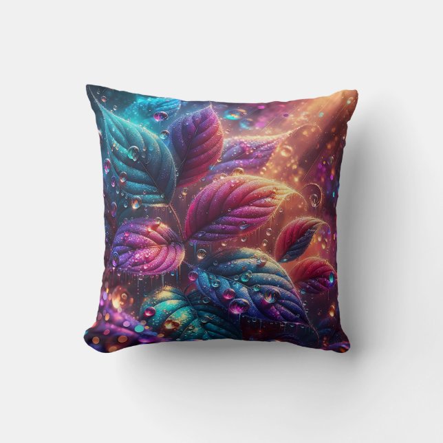"Raindrop-Kissed Floral Elegance Art" Kussen (Voorkant)