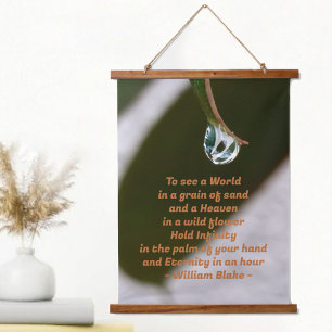 Raindrop op top van Leaf William Blake Quote Hangend Wandkleed