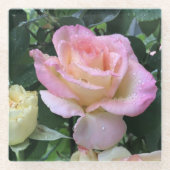 Raindrop Roos Glass Onderzetter (Voorkant)