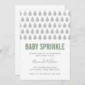 Raindrop Sage Green Grey Waterverf Baby Sprinkle Kaart (Voorkant / Achterkant)