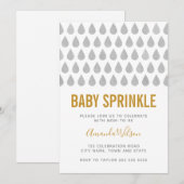 Raindrop Yellow Grey Waterverf Baby Sprinkle Kaart (Voorkant / Achterkant)