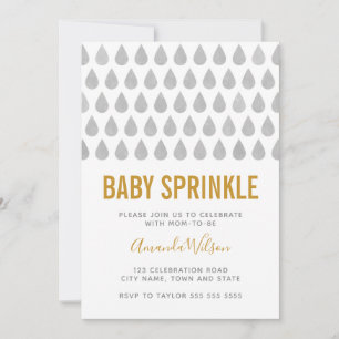 Raindrop Yellow Grey Waterverf Baby Sprinkle Kaart