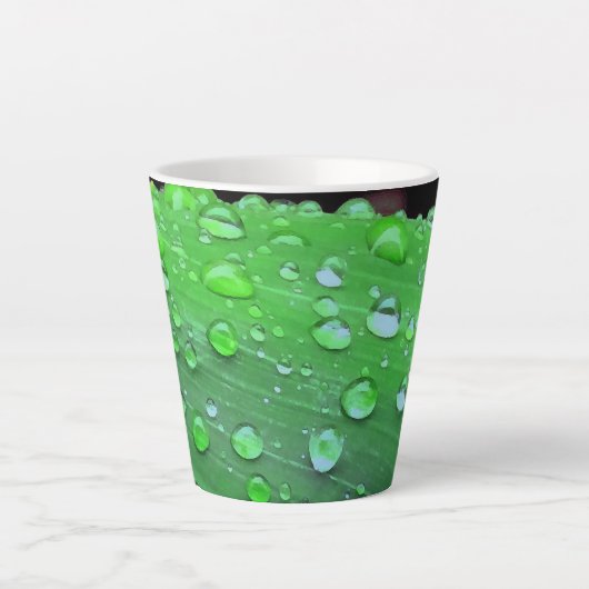 Raindrops Closeup, Spacey Green Latte Mok (Voorkant)