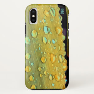 Raindrops Closeup, Spacey Mustard Yellow iPhone X Hoesje