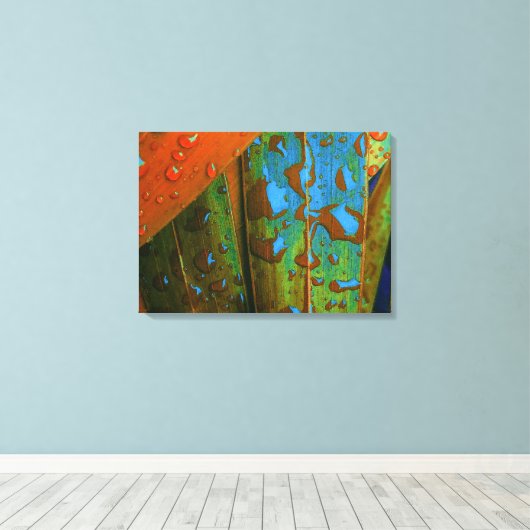 Raindrops gaan tropisch canvas afdruk (Insitu (Houten vloer))