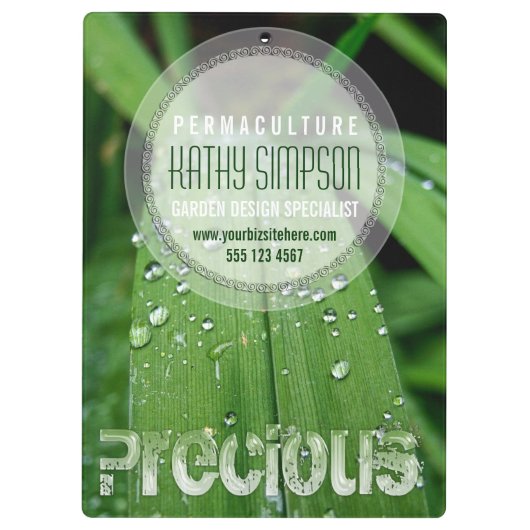 Raindrops Green Grass Business Cliboard Klembord (Achterkant)