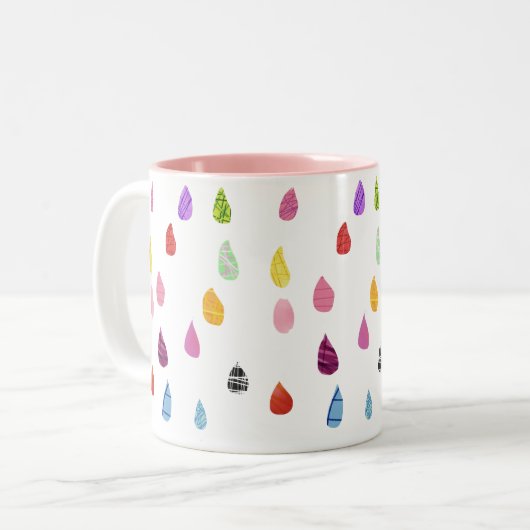 Raindrops kraakbeen schattige collage boho tweekleurige koffiemok (Voorkant links)