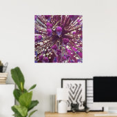 Raindrops op Abstract Paarse Allium Flower Macro Poster (Thuiskantoor)