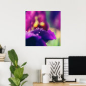 Raindrops op Abstract Paarse petale macro van vent Poster (Thuiskantoor)