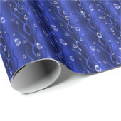 Raindrops op blauw metaal cadeaupapier (Rol Hoek)