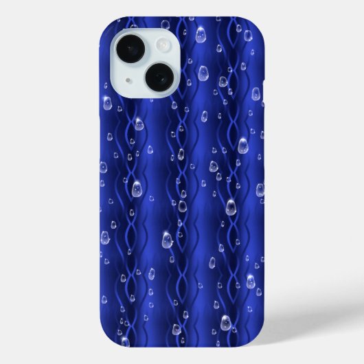 Raindrops op blauw metaal Case-Mate iPhone case (Achterkant)