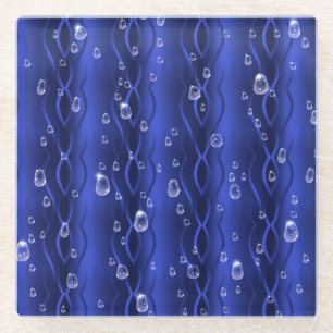 Raindrops op blauw metaal glazen onderzetter