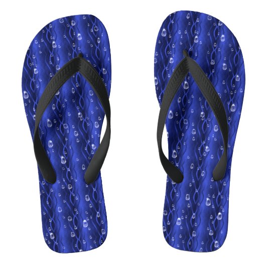 Raindrops op blauw metaal teenslippers (Voetbed)