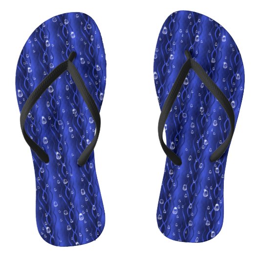 Raindrops op blauw metaal teenslippers (Voetbed)