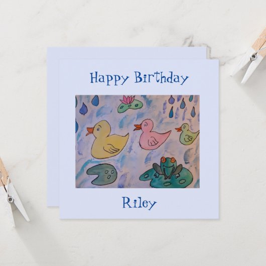 Raindrops op een vleeskaartje kaart (Voorkant / Achterkant in situ)