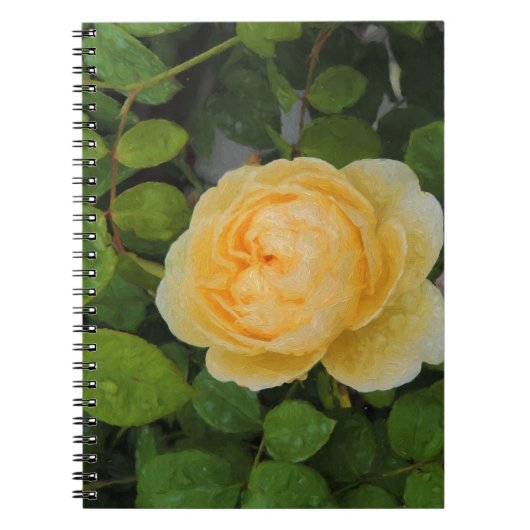 Raindrops op Gele Rose Notitieboek (Voorkant)