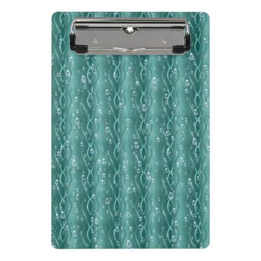 Raindrops op groen metaal mini klembord (Voorkant)