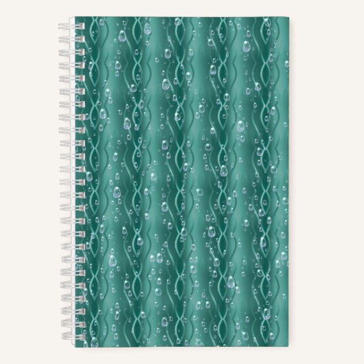 Raindrops op groen metaal notitieboek (Voorkant)