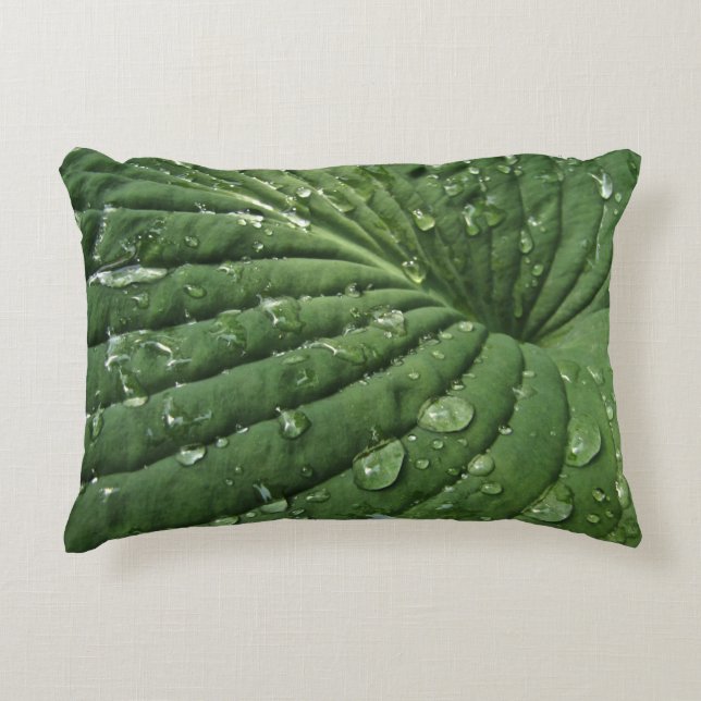 Raindrops op Hosta Leaf Accent Pillow Accent Kussen (Voorkant)