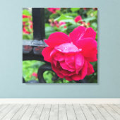 Raindrops roze roze Rozen Rainy Day NYC Canvas Afdruk (Insitu (Houten vloer))
