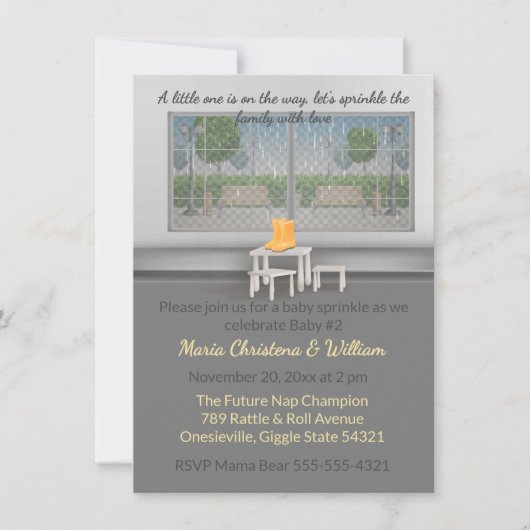 Raindrops & Snuggles Baby Sprinkle Invitation (Devant)