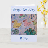 Raindrops sur Ducklings Carte d'anniversaire (Fleur jaune)