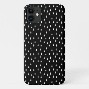 Raindrops White Pattern op Black iPhone 11 Hoesje