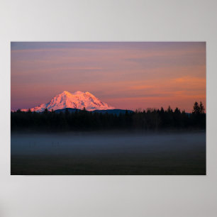 Rainer-zonsondergang en nevel monteren poster