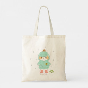 Rainey Day Mochi in een regenjas en kikker, slak Tote Bag