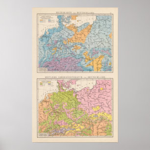 Rainfall-kaart van Duitsland Poster