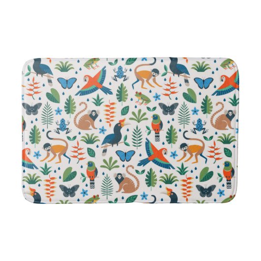 Rainforest Animal Pattern Badmat (Voorkant)