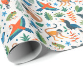 Rainforest Animal Pattern Cadeaupapier (Rol Hoek)