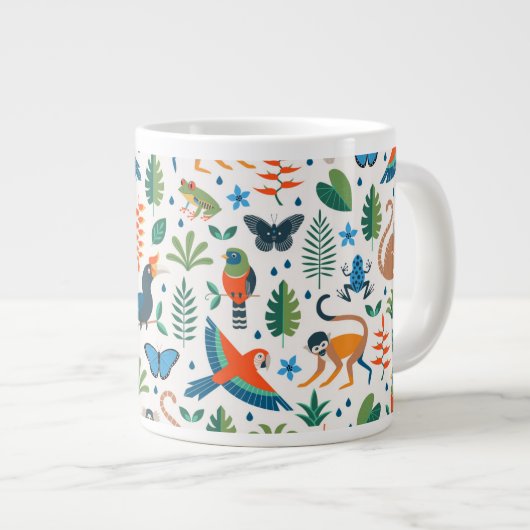 Rainforest Animal Pattern Extra Grote Beker (Voorkant rechts)