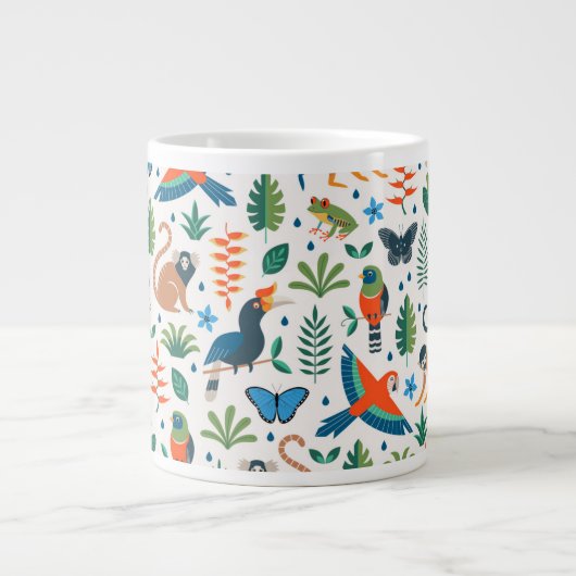 Rainforest Animal Pattern Extra Grote Beker (Voorkant)