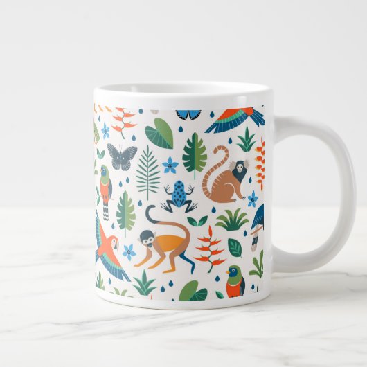 Rainforest Animal Pattern Extra Grote Beker (Rechts)
