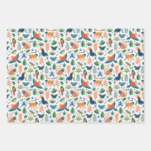 Rainforest Animal Pattern Inpakpapier Vel (Voorkant 3)