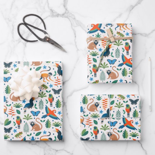 Rainforest Animal Pattern Inpakpapier Vel (Voorkant)
