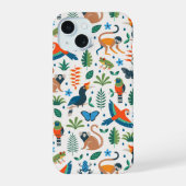 Rainforest Animal Pattern iPhone 15 Hoesje (Achterkant)