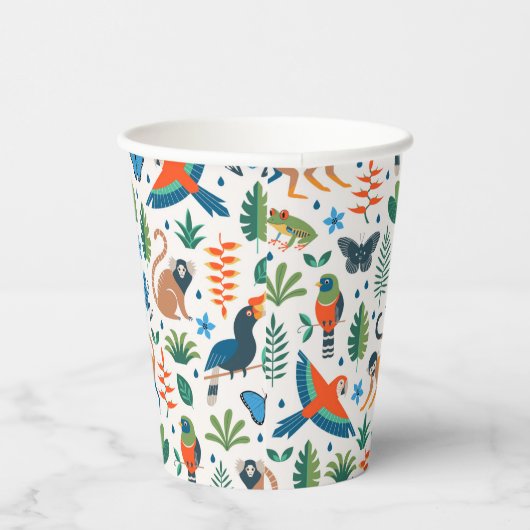 Rainforest Animal Pattern Papieren Bekers (Rechts)