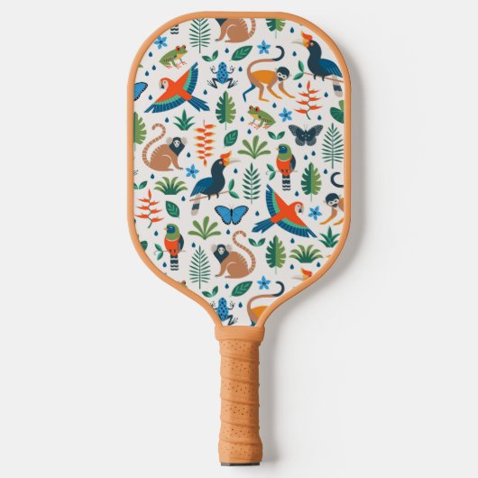Rainforest Animal Pattern Pickleball Paddle (Voorkant)