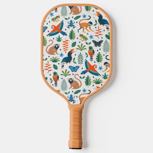 Rainforest Animal Pattern Pickleball Paddle (Achterkant)